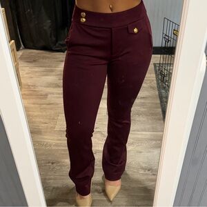 WHBM Deep Burgundy Slim Boot Dress Pants